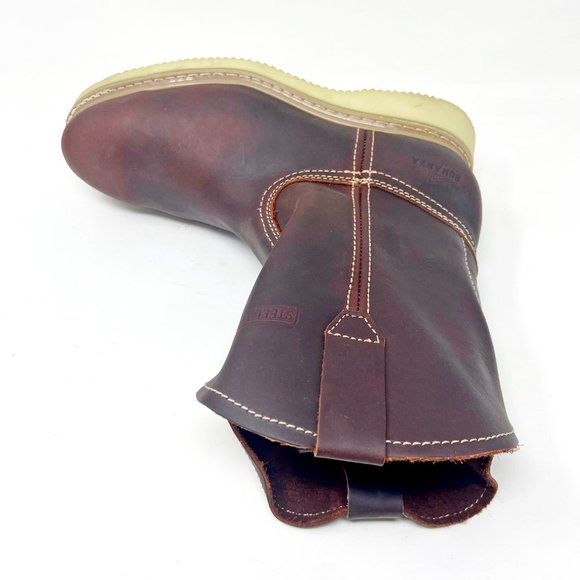 Bonanza 10" Wellington Goodyear Welt Brown Leather Mens Work Boots BAT102 - Picture 4 of 5